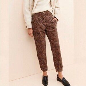 Anthro Kalea Corduroy High Waist Joggers in Leopard Print Size S